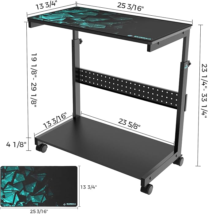 EUREKA ERGONOMIC PC Stand Computer Cart, Height Adjustable Tower Stand 2-Tier - Image 5