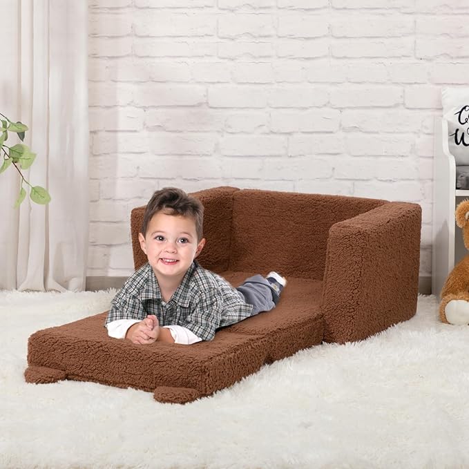 ALIMORDEN 2-in-1 Flip Out Cuddly Sherpa Toddler Couch, Convertible Sofa to - Image 5