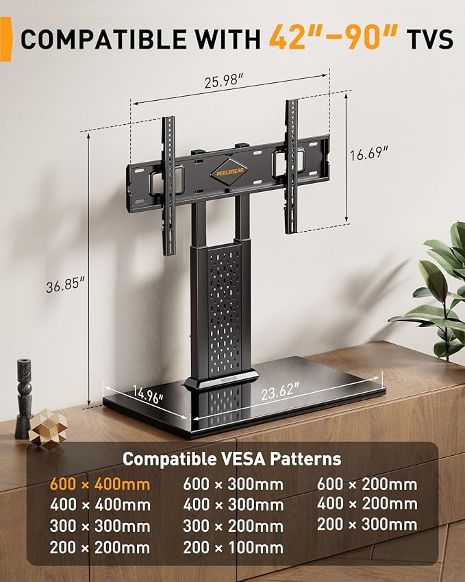 Perlegear Universal Swivel TV Stand - Image 3