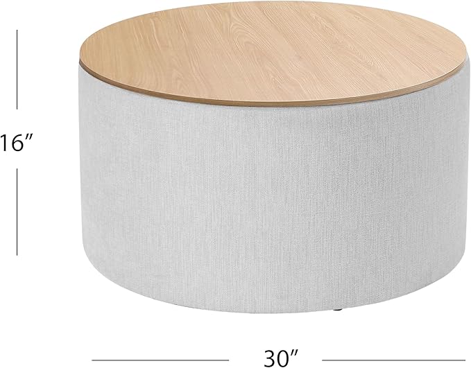 HomePop Storage Ottoman with Wood Grain Top - Image 3