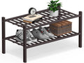 Haddockway Large 2 Tier Bamboo Shoe Rack Storage Organizer, Small Space by Haddockway