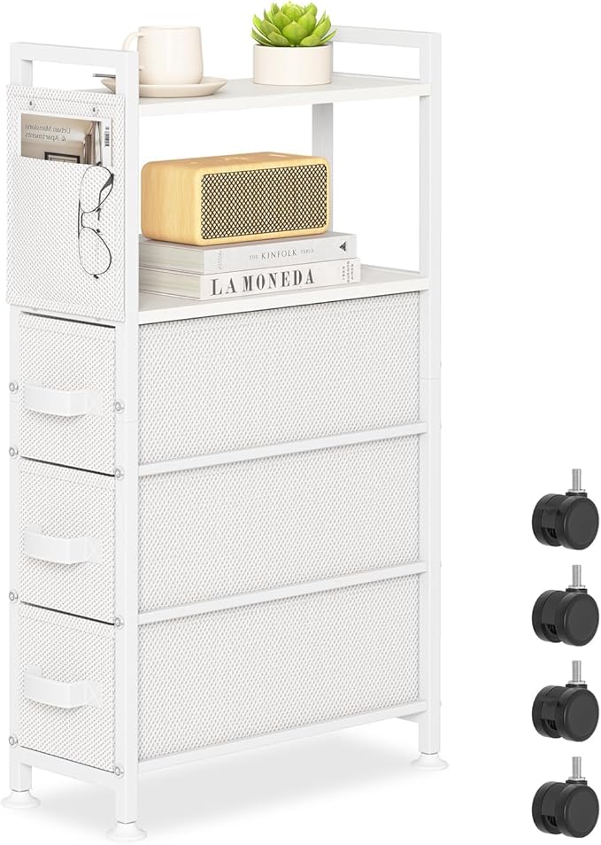 3 Drawer Small Narrow Side End Table by Oppro