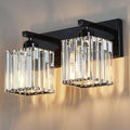 Modern Bathroom Vanity Light 2-Lights Plating Black Crystal Bathroom Wall Light by FDPBY