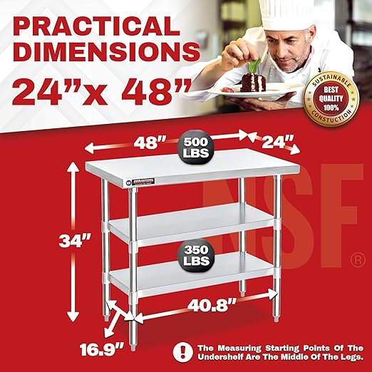 DuraSteel Food Prep Stainless Steel Table - Image 3