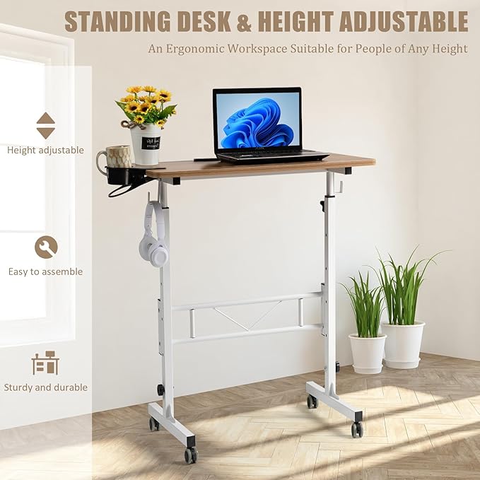 SIDUCAL Small Standing Desk Adjustable Height, Small Mobile Stand Up Desk - Image 7