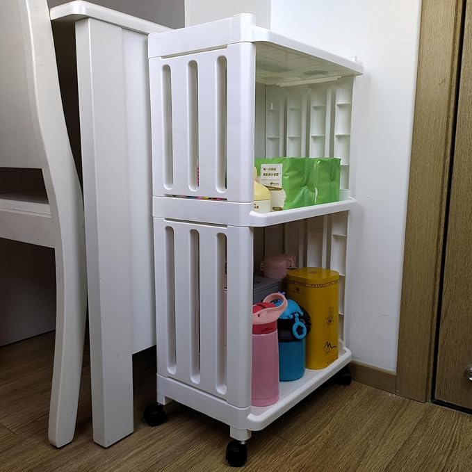 3 Tier Rolling Storage Cart Organizer Shelf on Wheels Movable Organization Rack by TENBOAT