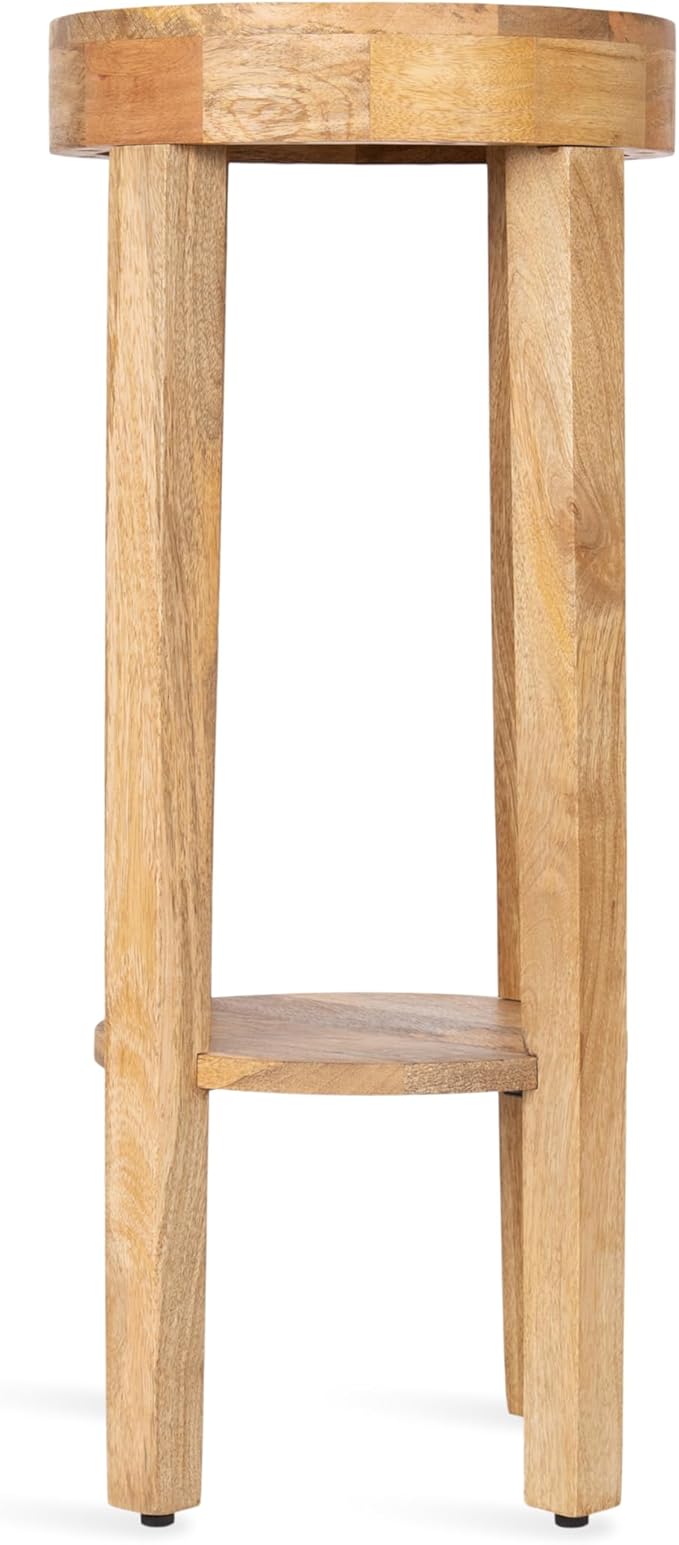 Kate and Laurel Talcott Modern Round Wood Side Table, Natural Wood, - Image 8