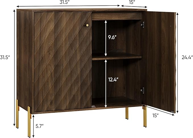 Smuxee Walnut Sideboard Cabinet, Freestanding Buffet Cabinet - Image 2