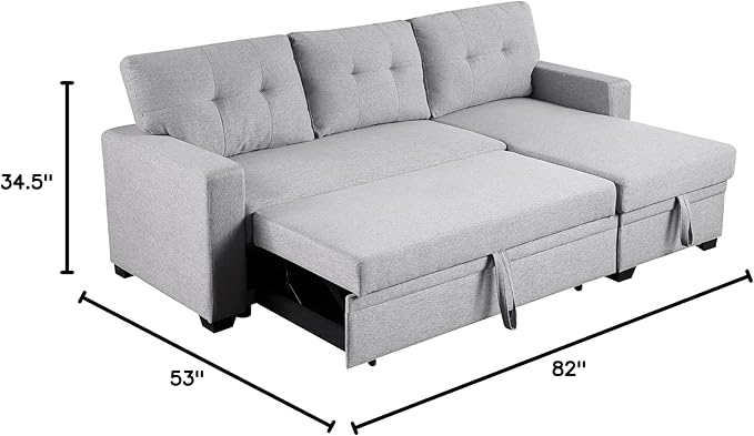 82 Inch Convertible Sleeper Sectional Sofa - Image 2