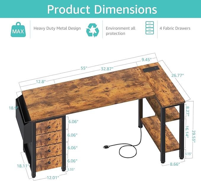 Lufeiya L Shaped Computer Desk - Image 3