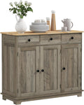 HOMCOM Sideboard with Solid Wood Countertop, Modern Kitchen Storage Cabinet by HOMCOM