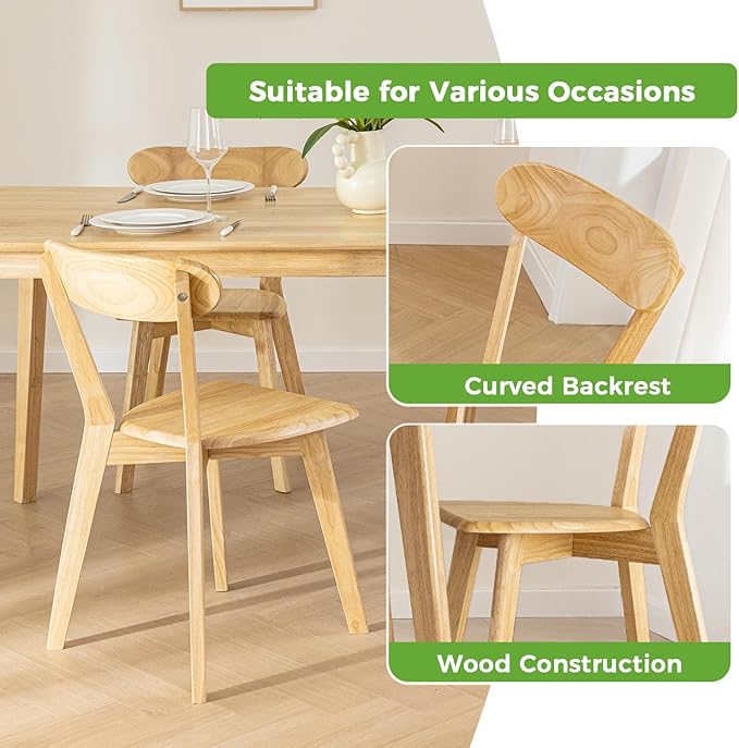 DELAVIN Solid Wood Dining Chairs Set of 4, Farmhouse Oak Wood Kitchen Chair - Image 6