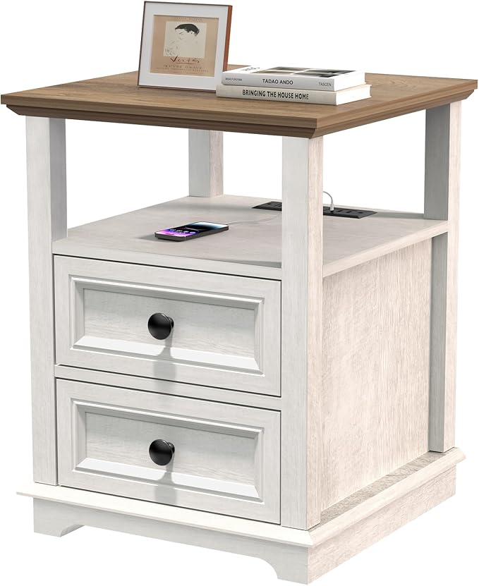 18" Wide End Table with Fast Charging Station Set of 2, 18” Wide Sofa End Table - Image 9