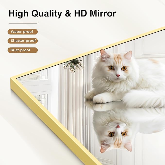 40x60inch Gold Bathroom Mirror, Large Rectangular Wall Mirrors - Image 4