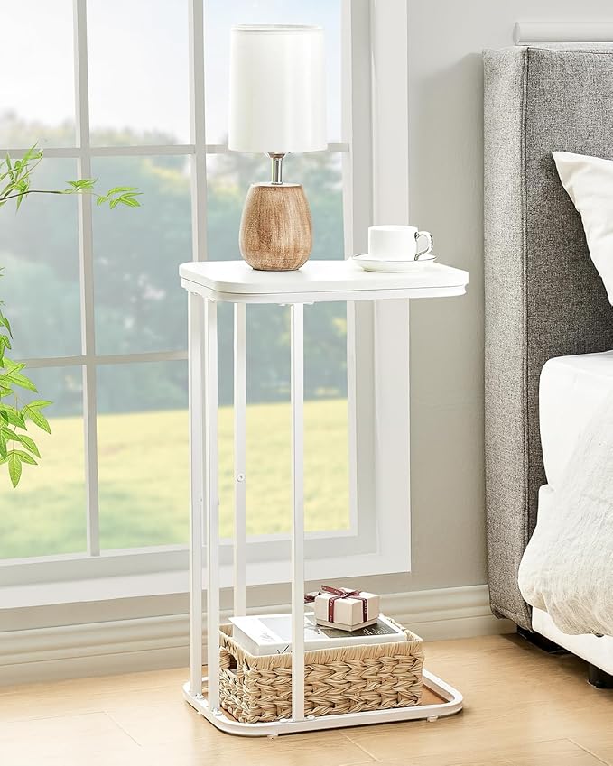 C Shaped End Table, 27 Inches High Small Side Table - Image 6