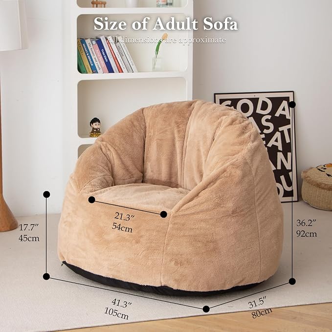 N&V Large Shell Bean Bag Chair, Adult Size Bean Bag Sack, Foam Filling - Image 2