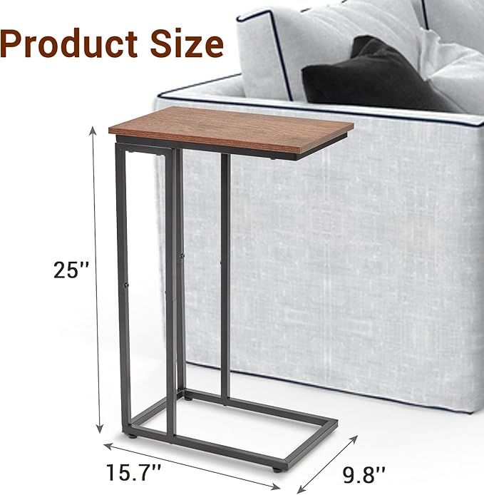 C-Shaped End Table, for Living Room, Small Spaces, TV Tray Couch Side Tables - Image 3
