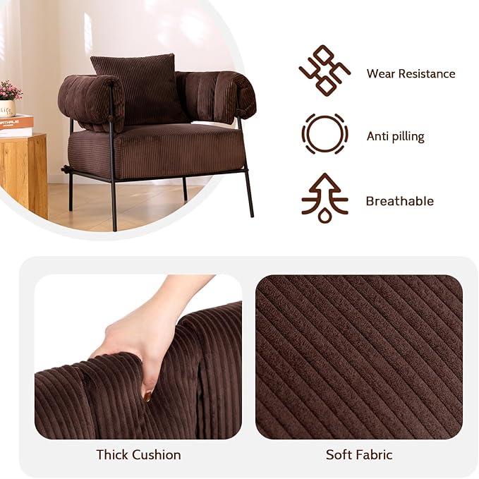 HollyHOME Modern Velvet Accent Chair - Image 4