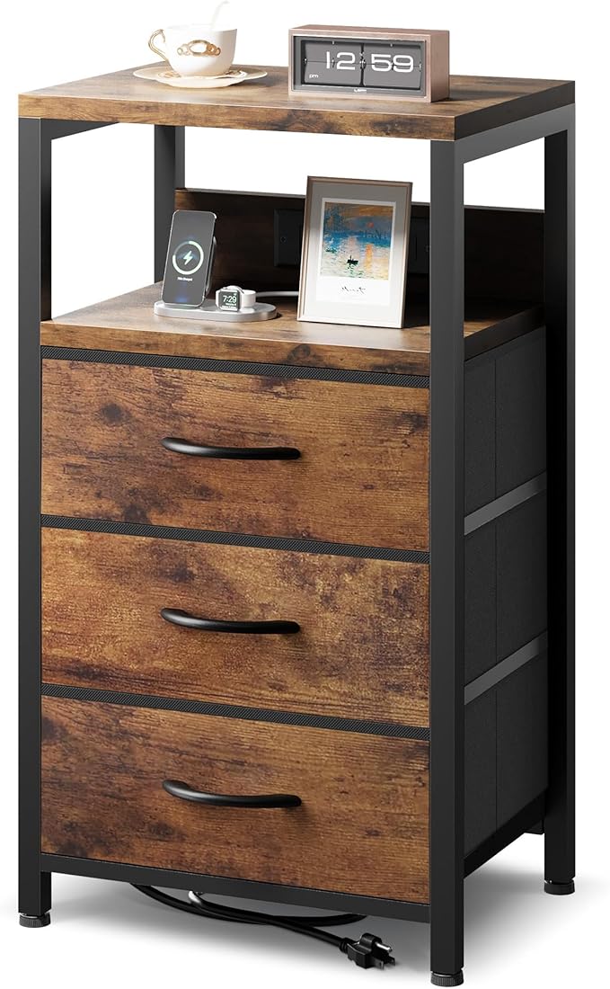 NightStand Bedside Charging Table Bedroom by Lazzanto