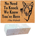 Funny Coir Doormat with The Pitbull Dog We Know You are Here by FNDMCTPS