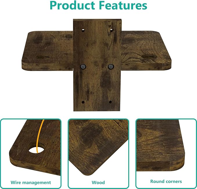 WALI Projector Wall Mount Shelf, Holds Up to 22lbs, Wooden Floating TV Stand - Image 4