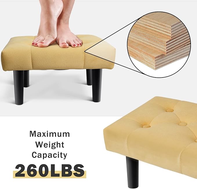 HOUCHICS Small Footstool Ottoman, Velvet Soft Footrest Ottoman - Image 8