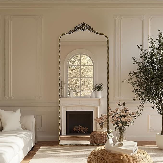 G-LEAF Vintage Baroque Full Length Floor Mirror 75"X30", Victorian Antique - Image 2