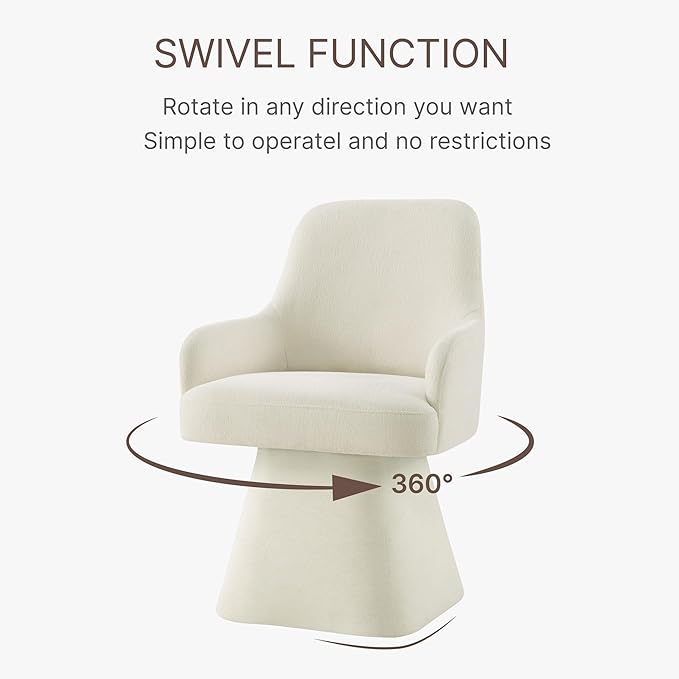 Swivel Dining Chair Set of 1, Mid Century Modern Chair Fabric Upholstered - Image 4