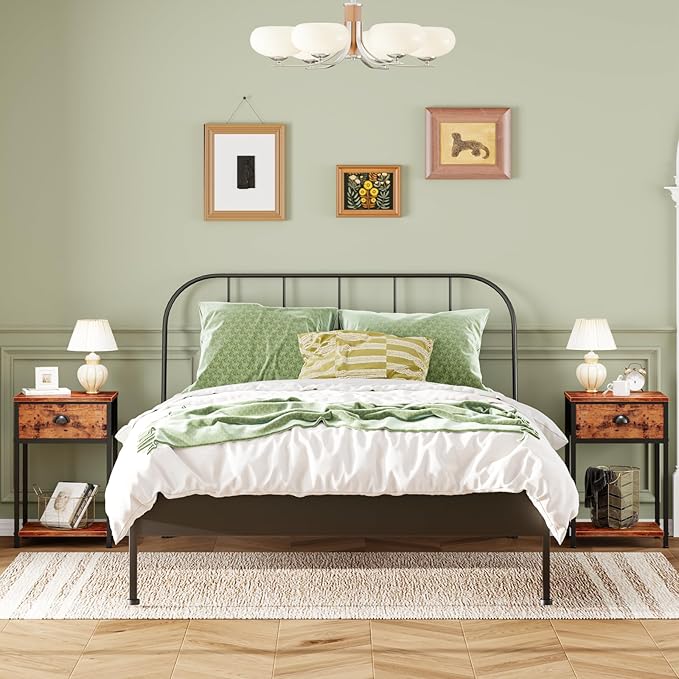 Furologee Nightstands Set of 2, Industrial End Table - Image 2