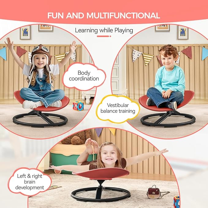 Swivel Chair for Kids, 360° Spinning Seat, Toddler Sit and Spin Wobble Chair - Image 3