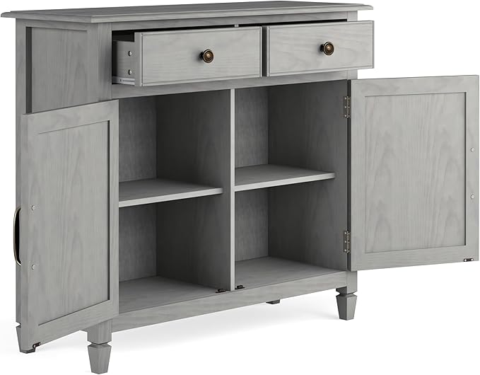 SIMPLIHOME Connaught 40-inch Wide Solid Wood Storage Cabinet in Fog Grey - Image 4