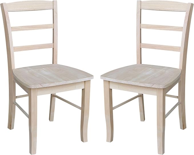 Set of Two Madrid Ladderback Dining Chairs, Unfinished by InternationalConcepts