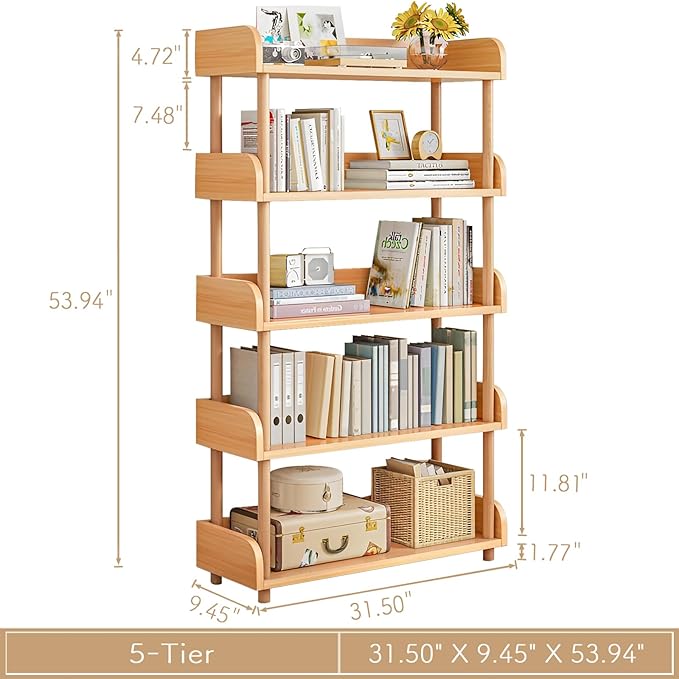 5-Tier Wooden Open Bookcase - Image 2