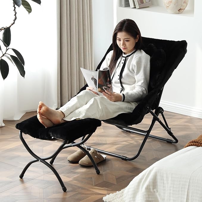 Welnow Comfy Saucer Chair with Ottoman, Oversized Folding Reading Chair - Image 7