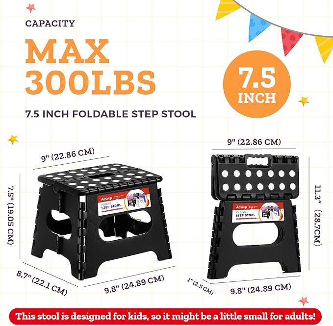 ACSTEP Folding Step Stool Foldable Stool 7.5 Inch Height Kids Step Stool - Image 4