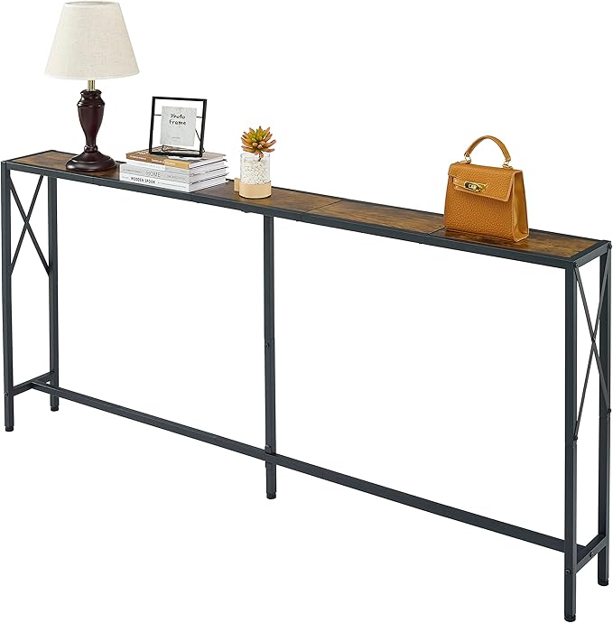 Console Table, 70” Narrow Sofa Table, Entryway Table, Industrial Sofa Table by Gewudraw