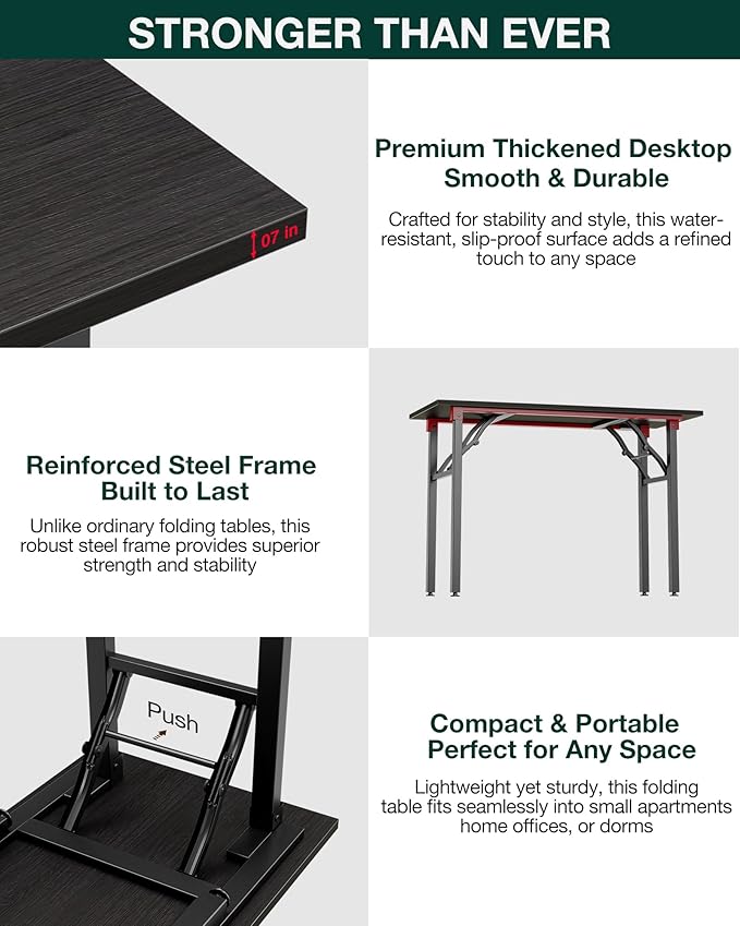 Frylr Small Folding Computer Desk – Portable 55.1 Inch Foldable Laptop Table - Image 5