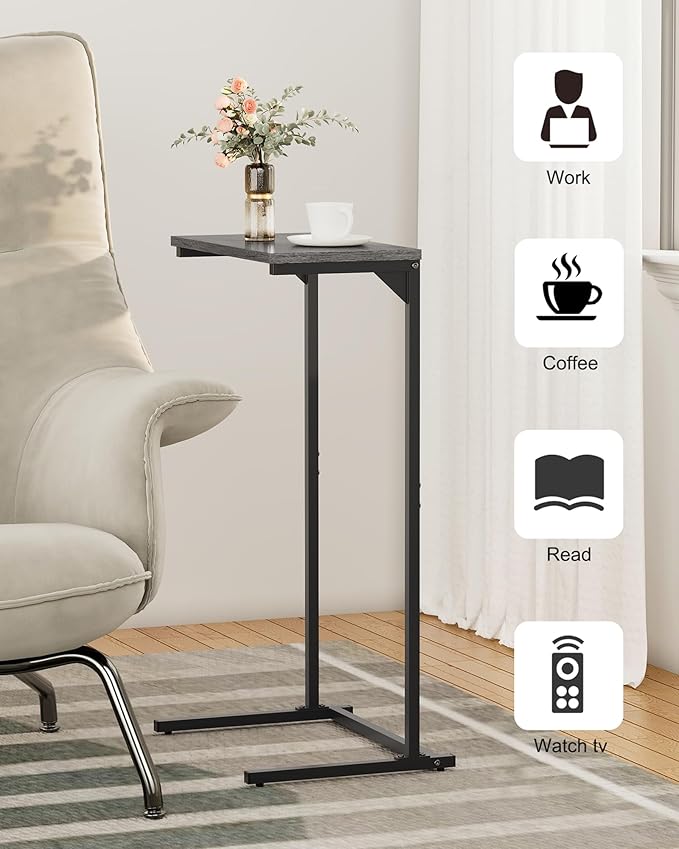 TUTOTAK C Shaped End Table, Small Side Table, 28.7 inch Tall Couch Table - Image 5
