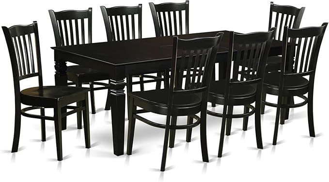 East West Furniture LGGR9-BLK-W 9 Piece Modern Dining Table Set Includes a by EastWestFurniture