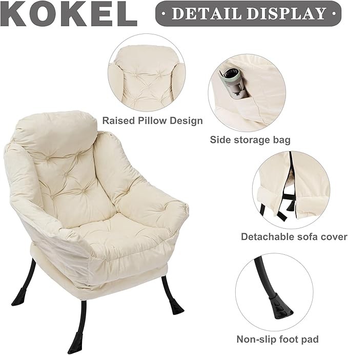 Lazy Chair with Folding Ottoman, Living Room Chairs, Accent Contemporary Lounge - Image 4