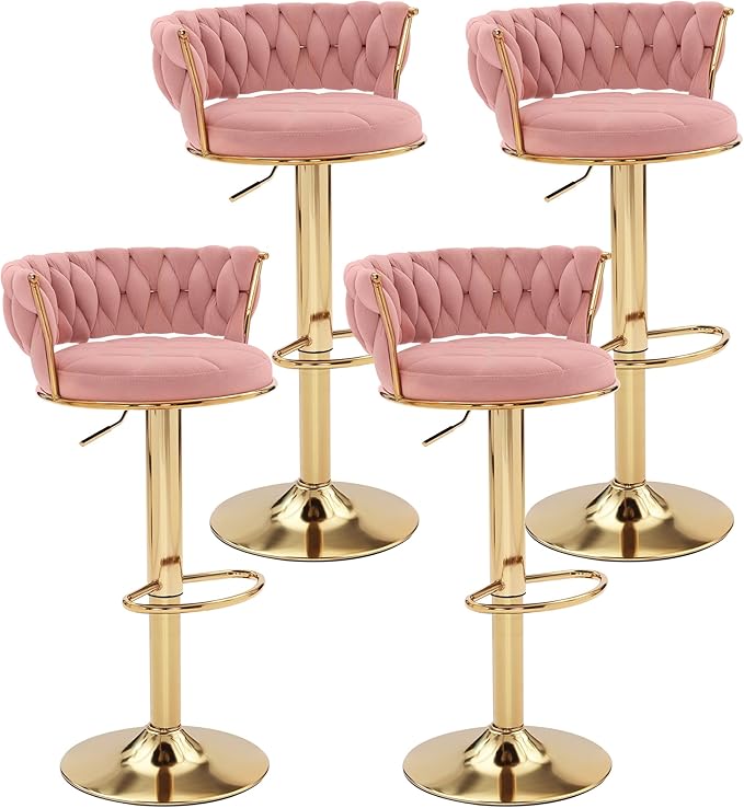 VECELO Bar Stools Set of 4, Adjustable Counter Height Barstools by VECELO