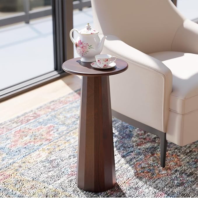 Relso Enteka Solid Mango Wood End Table – 24" Tall Accent Side Table by Relso