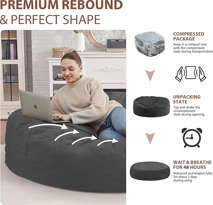 7FT Bean Bag Chair, Large Bean Bag Chairs - Image 6
