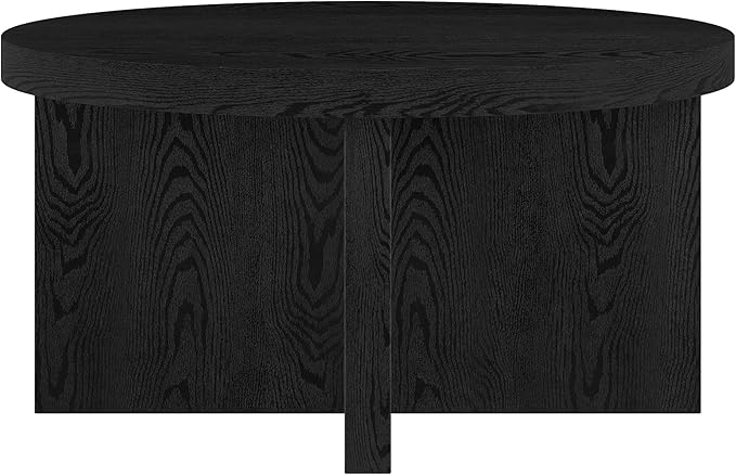 Henn&Hart 33" Round Wood Pedestal Low-Profile Coffee Table - Image 3