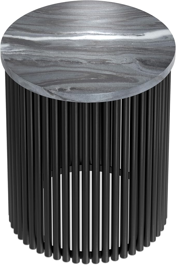 SIMPLIHOME Demy 18-inch Wide Metal Accent Table in Black Marble/Black Metal - Image 7
