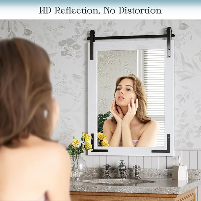 22x30 Inch Farmhouse Bathroom Mirror, Rectangle Wall Decorative Mirrors - Image 7