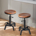 Set of 2-Industrial Bar Stool-Counter Height Chairs- Swivel Wooden Seat- by BOKKOLIK
