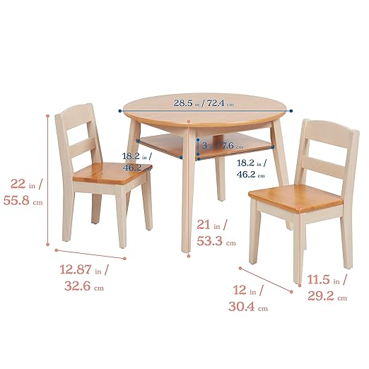 ECR4Kids Hideaway Table and Chair Set, Kids Furniture, Honey/Antique White - Image 2