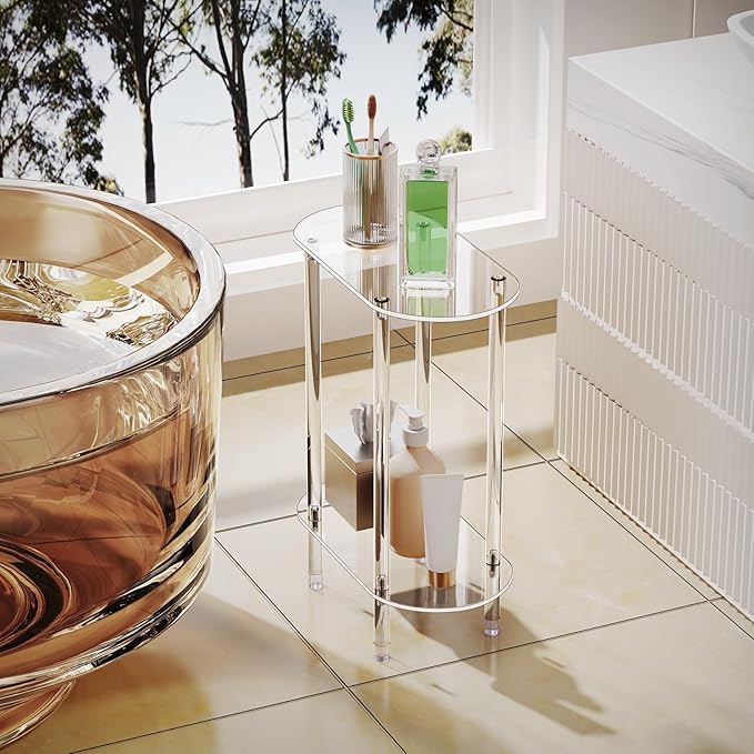 Clear Acrylic Narrow Side Table Set of 2 - Image 6