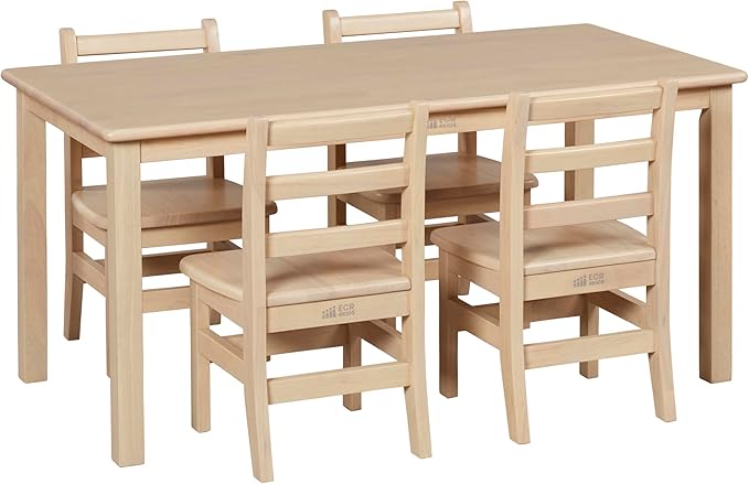 ECR4Kids 24in x 48in Rectangular Hardwood Table and Chair Set, 12in Seat Height by ECR4Kids